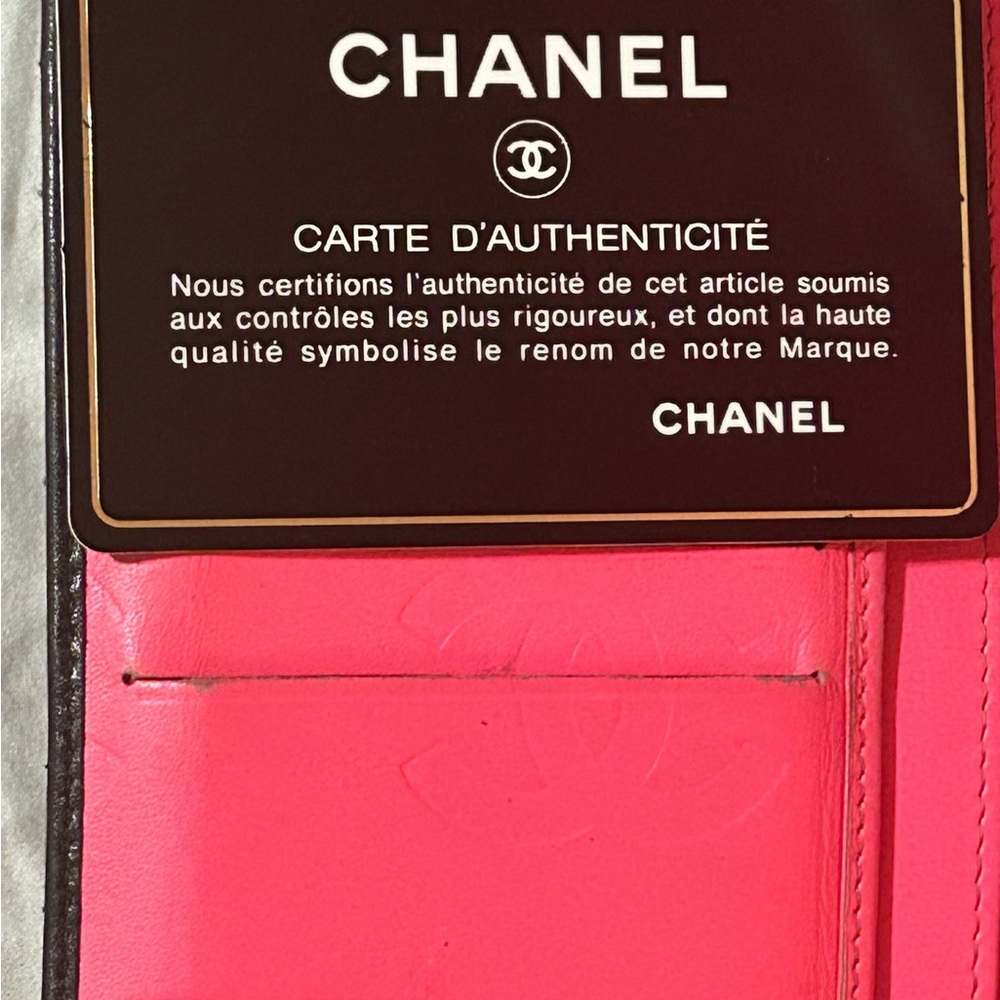 EUC Chanel Black Leather Cambon Ligne Bifold Wallet /Patent Leather Logo Cs/COA - Picture 4 of 13